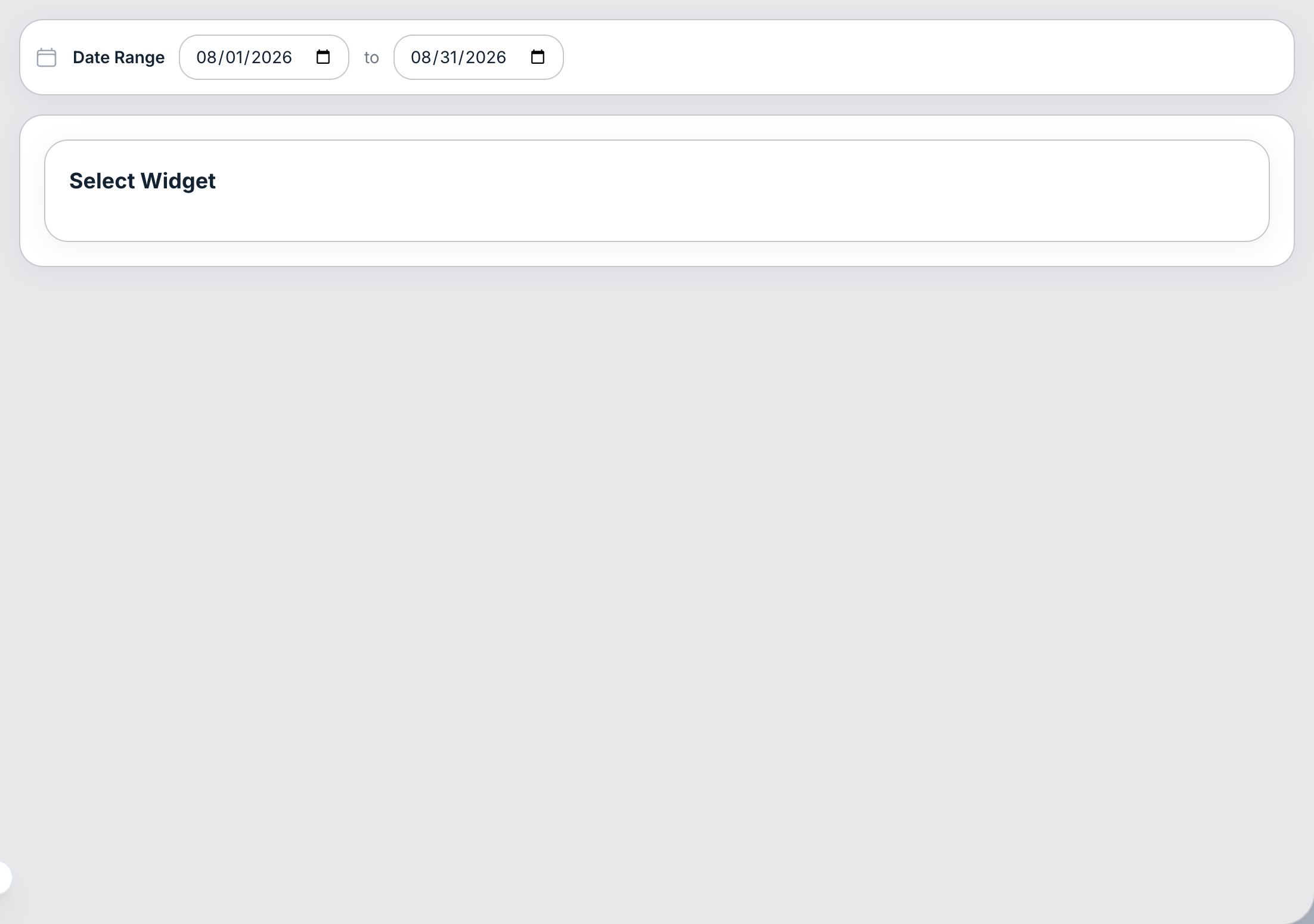 Widget Analytics, after selecting a widget.