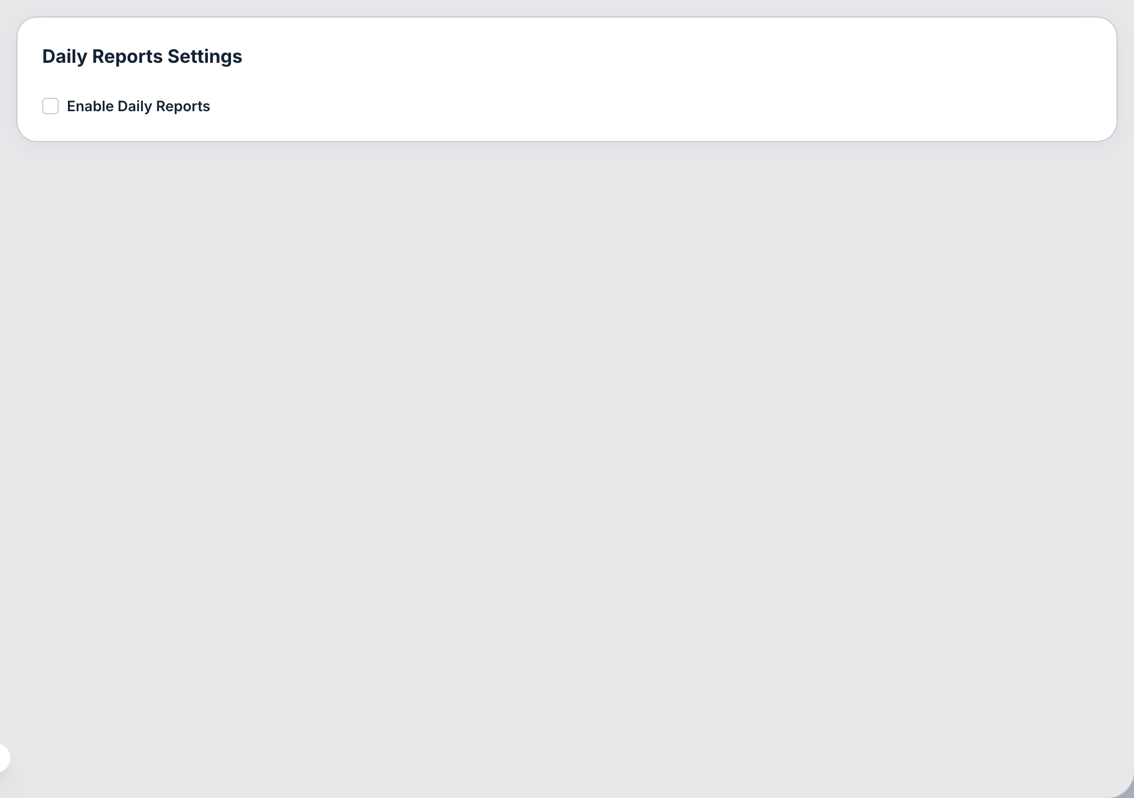 Setup → Reports.